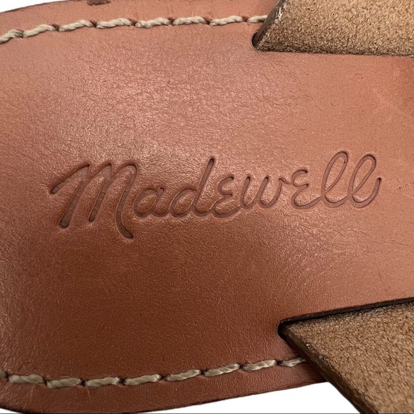 Madewell Boardwalk Brown Leather Woven Slide Slip On Sandals Size 7 Women's - Picture 2 of 10